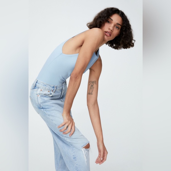 ZARA Baby Blue Spandex Halter Neck Bodysuit - Picture 5 of 13